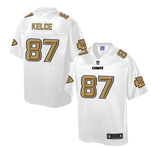 Men's Game Travis Kelce Nike Jersey White - #87 Pro Line Fashion NFL Kansas City Chiefs